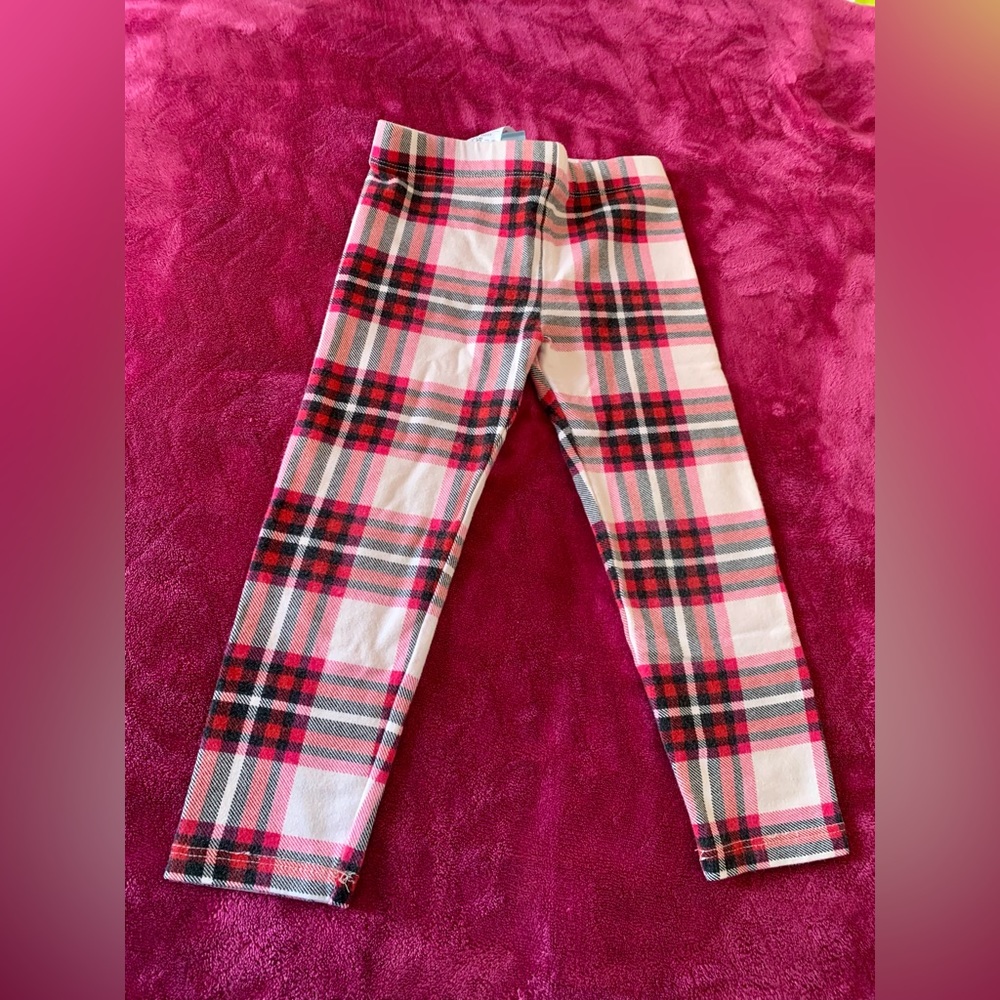 3T BabyGap Red white black Plaid warm legging!